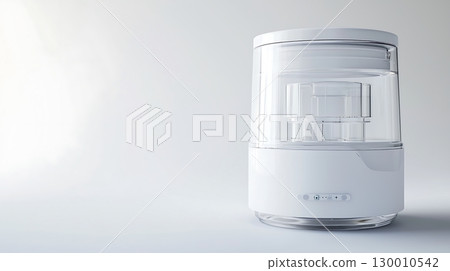 A white object with a clear glass container on top 130010542