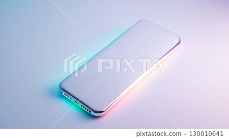 A white phone with a green light on it 130010641