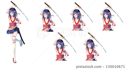 動漫風格女僕劍士人物插畫 130010671