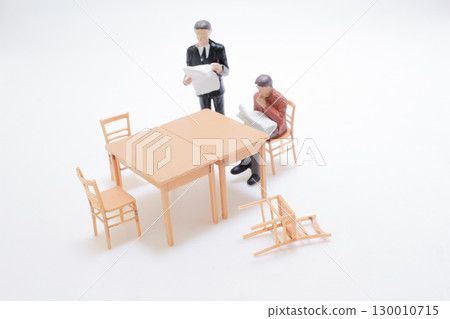 Miniature Office Scene Depicting Two Figures Reading at a Small Table Miniature Office Scene Depicting Two Figures Reading at a Small Table 130010715