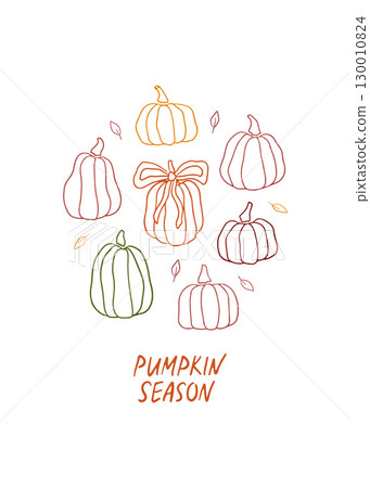 Hand drawn autumn pumpkins illustration 130010824