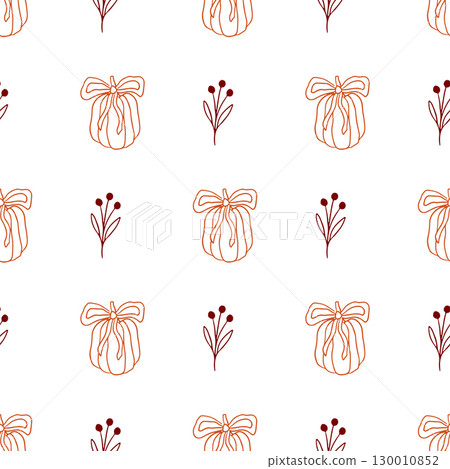 Hand drawn pattern with whimsical pumpkins 130010852