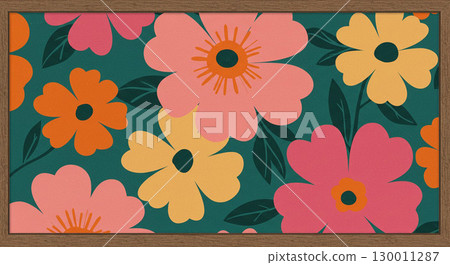 Retro Vintage Colorful Floral Art Wall Piece Retro Vintage Colorful Floral Art Wall Piece 130011287