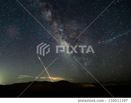 Night Missile Interception Over Israel with Milky Way 130011397