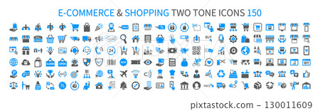 E-commerce and shopping related icon set, consumer pictograms, B2C business icons 130011609