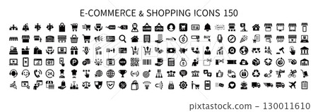 電子商務與購物相關圖標集、消費者象形圖、B2C 商業圖標 130011610