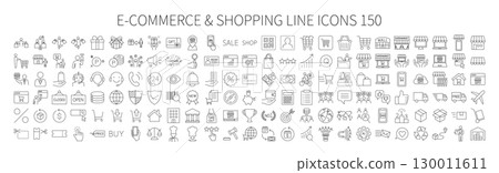可編輯的電子商務和購物線條圖標、B2C 相關業務圖標 可編輯的電子商務和購物線條圖標、B2C 相關業務圖標 130011611