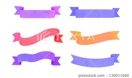 用於裝飾和設計的簡單絲帶向量集 130011880