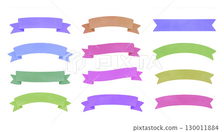 用於裝飾和設計的簡單絲帶向量集 130011884