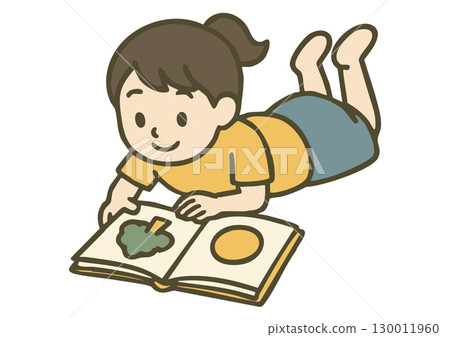 讀書的秋天,一個女孩躺著看書 讀書的秋天,一個女孩躺著看書 130011960
