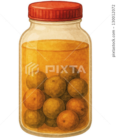 瓶裝梅酒插圖,手工製作,水彩風格,青梅和冰糖,梅子泡菜瓶 瓶裝梅酒插圖,手工製作,水彩風格,青梅和冰糖,梅子泡菜瓶 130012072