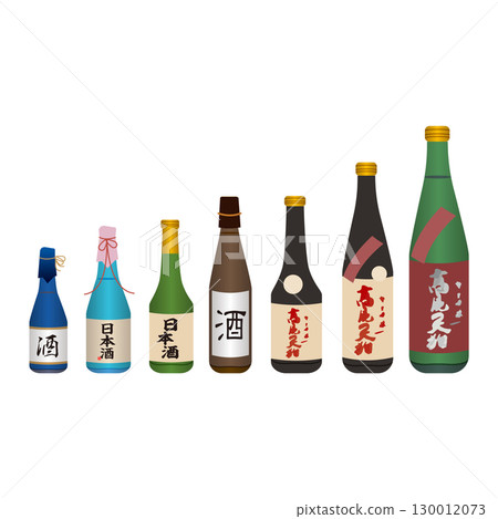 排列著各種酒瓶的插圖 排列著各種酒瓶的插圖 130012073