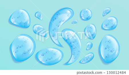 Blue gel droplets with translucent bubbles texture 130012484