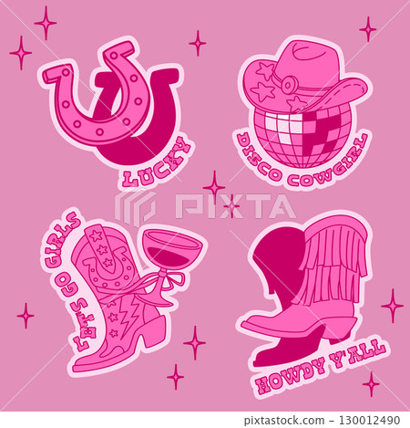 Pink disco cowgirl sticker set Pink disco cowgirl sticker set 130012490