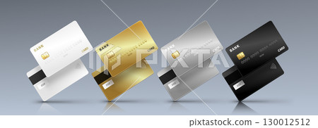 Bank credit card mockup with gold chip Bank credit card mockup with gold chip 130012512