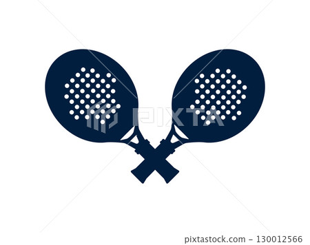 Padel tennis club icon. Team paddle rackets badge. Sport simple emblem. Silhouettes of tournament palas. Vector illustration isolated on transparent background 130012566
