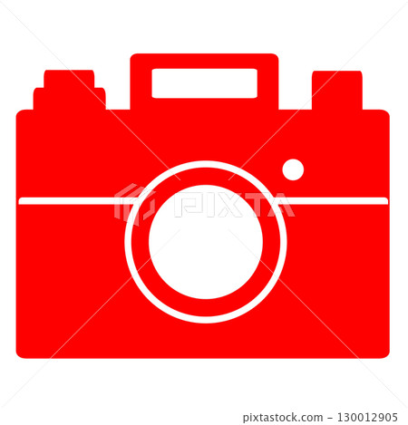 一個簡單的白色插圖，畫著一台紅色的相機（透明 PNG） 130012905