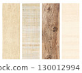 Set of banner with recycled material: wood, paper, linen, papyrus. Sustainable development of strategy approach to zero waste, responsible consumption. Reuse, renewable resource, eco-friendly concept 130012994