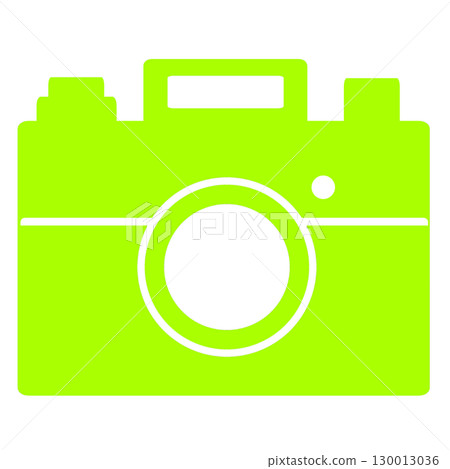 A refreshing illustration of a white camera painted in yellow-green (transparent PNG) 130013036