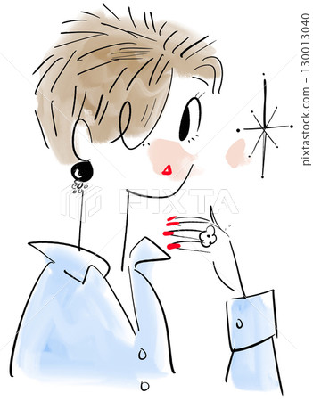 Illustration of a girl with short hair Illustration of a girl with short hair 130013040