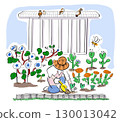 Illustration of a woman planting seedlings 130013042