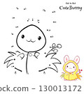Hello autumn. Connect The Dots and Draw Cute little bunny in raincoat. Dot to dot puzzle - baby rabbit in slicker. Educational Game for Kids. Drawing for Preschool children. Vector Illustration EPS8 130013172