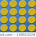 Pattern of lemon slices on a blue background 130013228