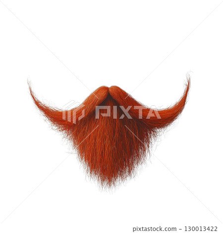 Vibrant red beard with unique shape isolated on white background for creative design purposes Vibrant red beard with unique shape isolated on white background for creative design purposes 130013422