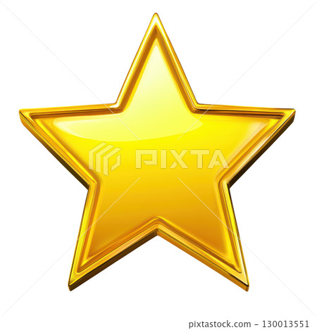 Bright gold star isolated on a white background shining with light reflections 130013551