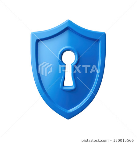 Bright blue shield with keyhole representing protection and security concepts for various uses 130013566