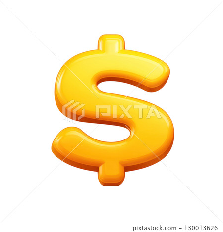 Vibrant dollar symbol isolated on white background representing wealth and finances 130013626