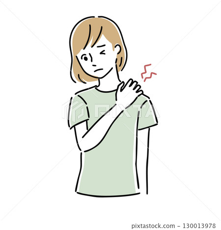 Woman with stiff shoulder 130013978