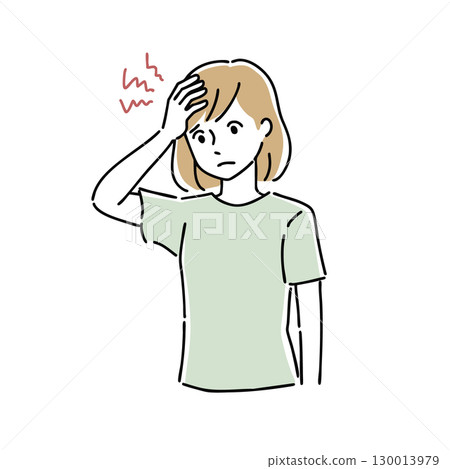 A woman suffering from a headache A woman suffering from a headache 130013979