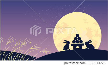 秋月賞兔背景 130014773