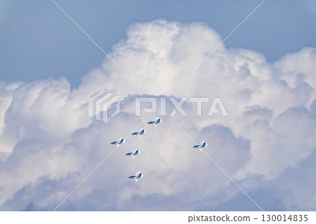宮城縣東松島市松島空軍基地的夏日藍天和藍色衝擊波 130014835