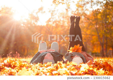 senior couple outdoors in sunny autumn park senior couple outdoors in sunny autumn park 130015082