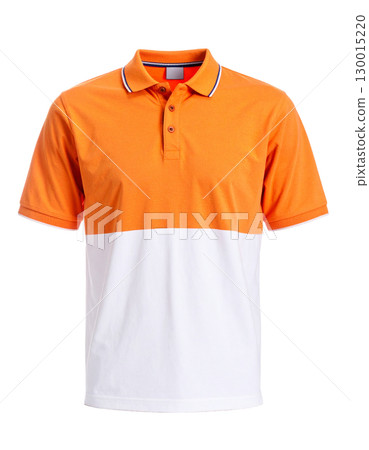 White and orange polo shirt with transparent background White and orange polo shirt with transparent background 130015220