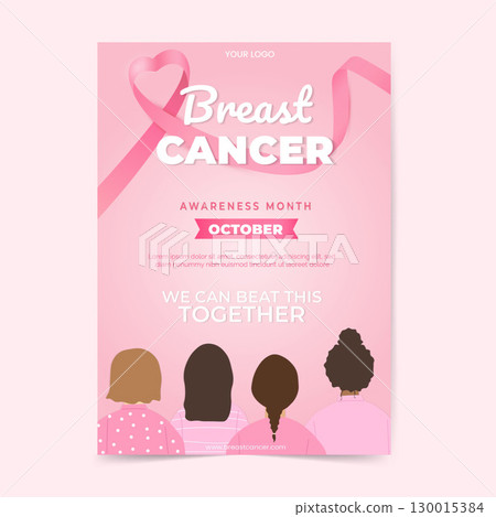 Breast cancer awareness month promotional poster with community support. Vector illustration Breast cancer awareness month promotional poster with community support. Vector illustration 130015384