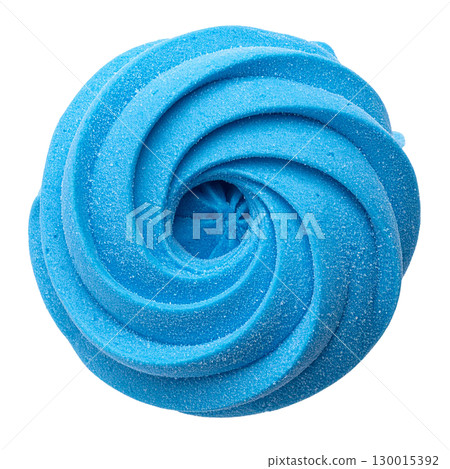 Blue meringue swirl with transparent background creating a mesmerizing spiral Blue meringue swirl with transparent background creating a mesmerizing spiral 130015392