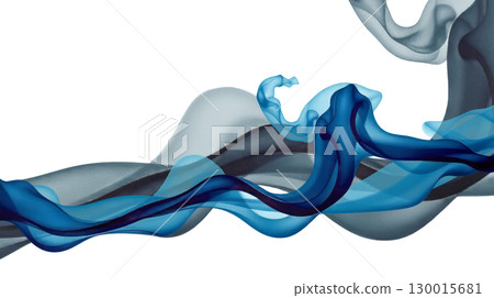 Flowing blue silk fabric creating abstract wavy pattern Flowing blue silk fabric creating abstract wavy pattern 130015681