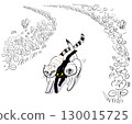 Illustration of three cats walking 130015725