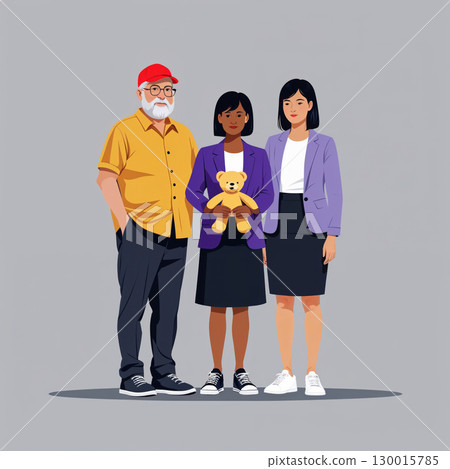 Foster parents posing with child and teddy bear: promoting adoption and family values Foster parents posing with child and teddy bear: promoting adoption and family values 130015785