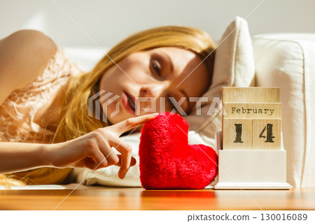 Sad woman on Valentines day 130016089