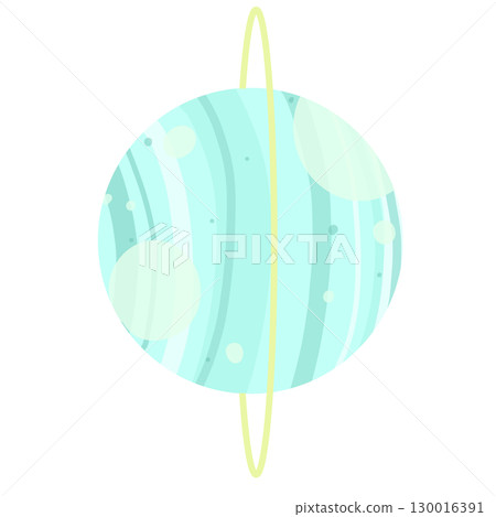 可愛、流行、色彩鮮豔、寶石般的藍綠色天王星插圖 130016391