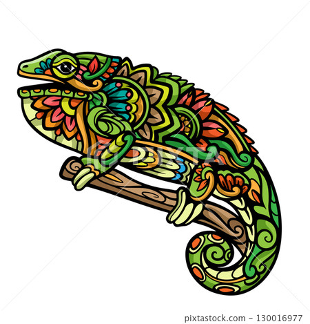 Chameleon mandala arts isolated on white background Chameleon mandala arts isolated on white background 130016977