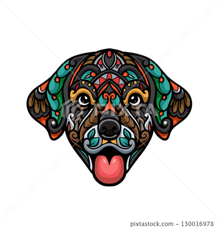 Dog head mandala arts isolated on white background 130016978
