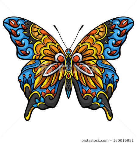 Butterfly mandala arts isolated on white background Butterfly mandala arts isolated on white background 130016981