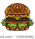 Burger mandala arts isolated on white background 130016982