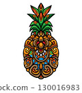 Pineapple fruit mandala arts isolated on white background 130016983