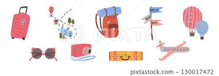 Travel and Vacation Object and Symbol Vector Set 130017472